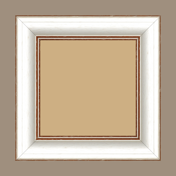 Cadre bois profil bombé largeur 5cm couleur blanchie satiné filet marron foncé - 81x60