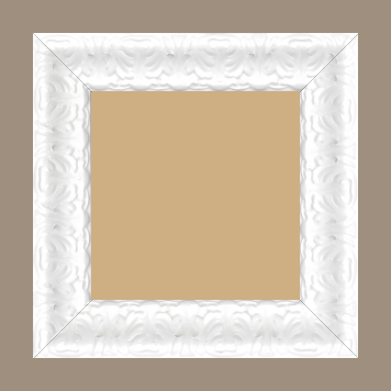 Cadre bois profil incurvé largeur 5.3cm couleur blanc laqué style baroque - 84.1x118.9
