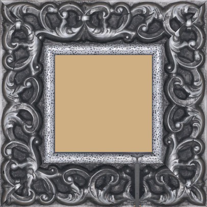 Cadre bois profil doucine largeur 10.8cm argent froid noirci décor frise - 50x50