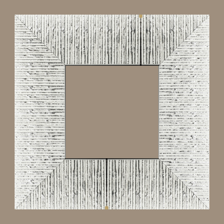 Cadre bois profil plat largeur 10.5cm couleur blanc mat strié argent chromé en relief - 116x73