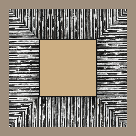 Cadre bois profil plat largeur 10.5cm couleur noir mat strié argent chromé en relief - 73x50