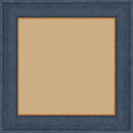 Cadre bois profil incurvé largeur 3.9cm couleur bleu pétrole  satiné filet or - 59.4x84.1