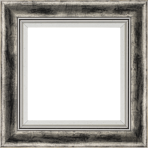 Cadre bois profil incurvé largeur 5.7cm de couleur noir fond argent marie louise blanche mouchetée filet argent intégré - 70x100