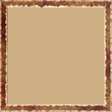 Cadre bois profil plat largeur 1.5cm couleur bordeaux fond or ,bord or déstructuré ( extérieur du cadre ton bois marron)