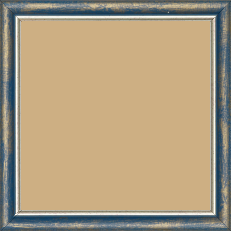 Cadre bois profil arrondi largeur 2.1cm  couleur bleu fond or filet argent chaud