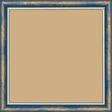 Cadre bois profil arrondi largeur 2.1cm  couleur bleu fond or filet argent chaud - 25x25
