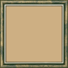 Cadre bois profil arrondi largeur 2.1cm  couleur vert fond or filet argent chaud - 40x50