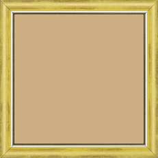 Cadre bois profil arrondi largeur 2.1cm  couleur  jaune fond or filet argent chaud - 42x59.4