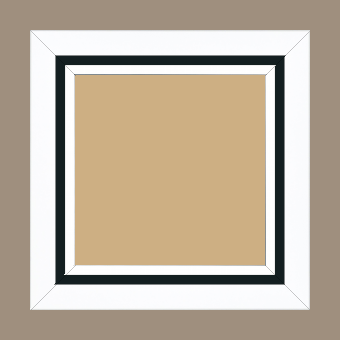 Cadre bois profil pente largeur 4.5cm de couleur blanc mat filet noir - 50x100