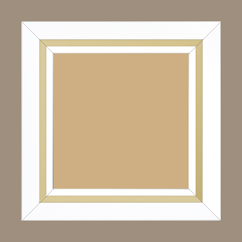 Cadre bois profil pente largeur 4.5cm de couleur blanc mat filet or - 116x73