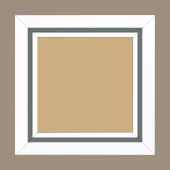 Cadre bois profil pente largeur 4.5cm de couleur blanc mat filet gris - 81x60