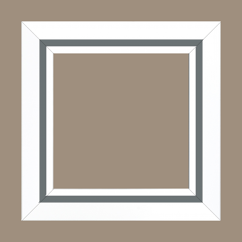 Cadre bois profil pente largeur 4.5cm de couleur blanc mat filet gris - 96x65