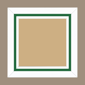 Cadre bois profil pente largeur 4.5cm de couleur blanc mat filet vert - 90x90