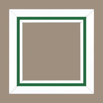 Cadre bois profil pente largeur 4.5cm de couleur blanc mat filet vert - 116x81