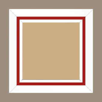 Cadre bois profil pente largeur 4.5cm de couleur blanc mat filet rouge - 60x120