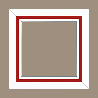 Cadre bois profil pente largeur 4.5cm de couleur blanc mat filet rouge - 15x20