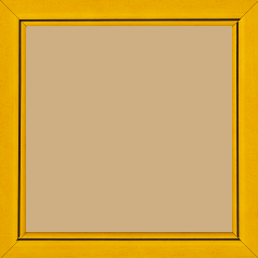 Cadre bois profil bombé largeur 2.4cm couleur jaune tournesol satiné filet noir - 55x33