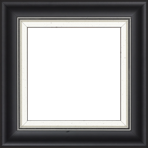 Cadre bois profil incurvé largeur 5.7cm de couleur noir mat  marie louise blanche mouchetée filet argent intégré - 96x65