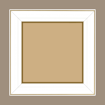 Cadre bois profil doucine inversée largeur 4.4cm  couleur blanc satiné filet or - 81x60