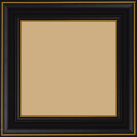 Cadre bois profil doucine inversée largeur 4.4cm  couleur noire satiné filet or - 50x75
