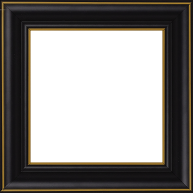 Cadre bois profil doucine inversée largeur 4.4cm  couleur noire satiné filet or - 61x46