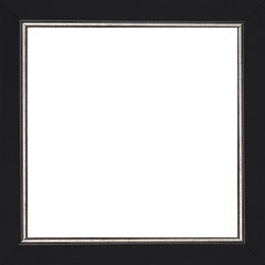 Cadre bois profil plat largeur 2.5cm couleur noir finition pore bouché filet argent - 65x50