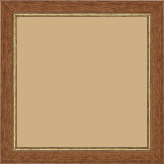 Cadre bois profil plat largeur 2.5cm couleur marron ton bois filet or