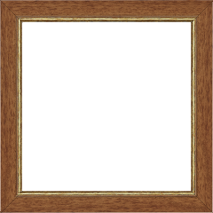 Cadre bois profil plat largeur 2.5cm couleur marron ton bois filet or - 25x60