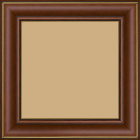 Cadre bois profil doucine inversée largeur 4.4cm  marron rustique filet or - 28x34