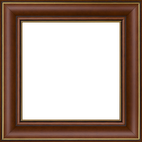 Cadre bois profil doucine inversée largeur 4.4cm  marron rustique filet or - 65x54