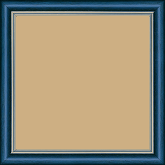 Cadre bois profil doucine inversée largeur 2.3cm bleu tropical satiné double filet or - 25x25