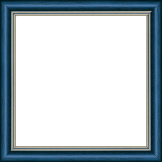 Cadre bois profil doucine inversée largeur 2.3cm bleu tropical satiné double filet or - 46x33