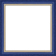 Cadre bois profil doucine inversée largeur 2.3cm bleu cérusé double filet or - 18x24