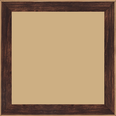 Cadre bois profil arrondi en pente plongeant largeur 2.4cm couleur marron effet ressuyé, angle du cadre extérieur filet naturel
