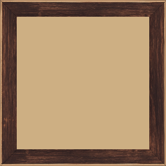 Cadre bois profil arrondi en pente plongeant largeur 2.4cm couleur marron effet ressuyé, angle du cadre extérieur filet naturel - 50x75