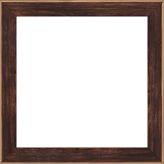 Cadre bois profil arrondi en pente plongeant largeur 2.4cm couleur marron effet ressuyé, angle du cadre extérieur filet naturel - 65x54