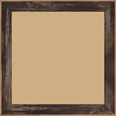 Cadre bois profil arrondi en pente plongeant largeur 2.4cm couleur noir ébène effet ressuyé, angle du cadre extérieur filet naturel - 50x75
