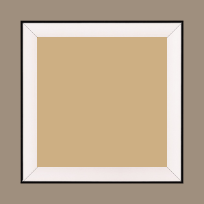 Cadre bois profil arrondi en pente plongeant largeur 2.4cm couleur crème satiné,veine du bois  apparent (pin) , angle du cadre extérieur filet noir - 50x75