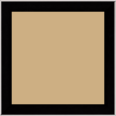 Cadre bois profil arrondi en pente plongeant largeur 2.4cm couleur noir satiné,veine du bois  apparent (pin) , angle du cadre extérieur filet argent chromé