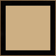 Cadre bois profil arrondi en pente plongeant largeur 2.4cm couleur noir satiné,veine du bois  apparent (pin) , angle du cadre extérieur filet or chromé