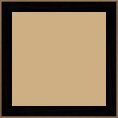 Cadre bois profil arrondi en pente plongeant largeur 2.4cm couleur noir satiné,veine du bois  apparent (pin) , angle du cadre extérieur filet or chromé - 65x50