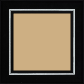 Cadre bois profil pente largeur 4.5cm de couleur noir mat filet argent - 65x50