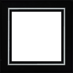 Cadre bois profil pente largeur 4.5cm de couleur noir mat filet argent - 81x60