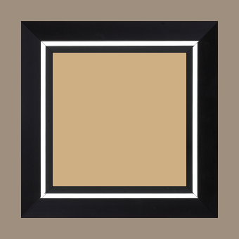 Cadre bois profil pente largeur 4.5cm de couleur noir mat filet blanc - 116x73