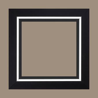 Cadre bois profil pente largeur 4.5cm de couleur noir mat filet blanc - 96x65