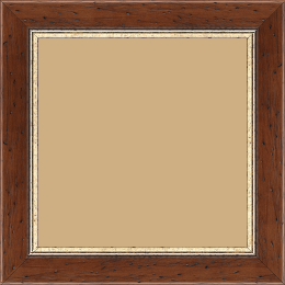Cadre bois profil arrondi largeur 3.5cm marron satiné classique filet or - 50x75