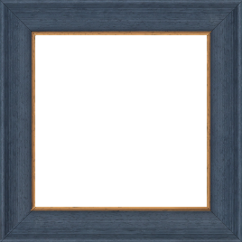 Cadre bois profil incurvé largeur 3.9cm couleur bleu pétrole  satiné filet or - 84.1x118.9