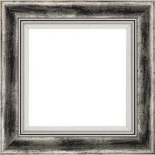 Cadre bois profil incurvé largeur 5.7cm de couleur noir fond argent marie louise blanche mouchetée filet argent intégré - 116x73