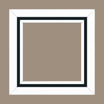 Cadre bois profil pente largeur 4.5cm de couleur blanc mat filet noir - 24x30