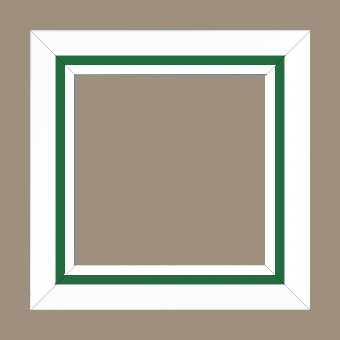 Cadre bois profil pente largeur 4.5cm de couleur blanc mat filet vert